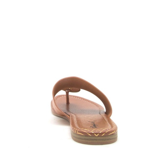 SALE!!!
 Sandal Tan Gold Disk Thong Slide-In Flat Sandal NEW - Picture 7 of 8